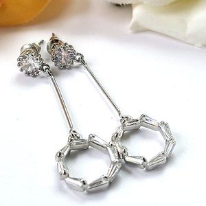 Cato Nickel Free Silver Tone Cubic Zirconia Dangle Earrings - Pierced Ears Drop